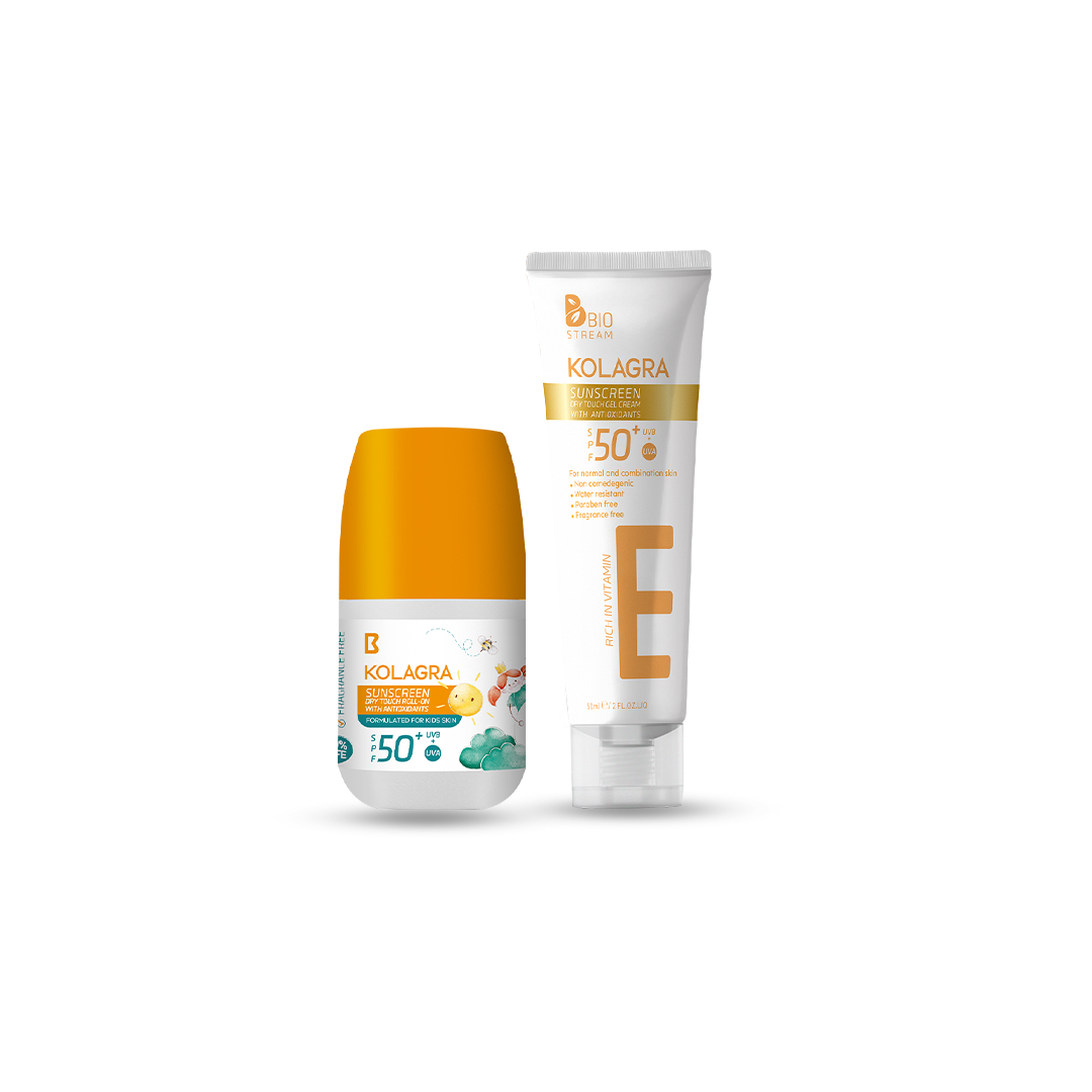 KOLAGRA SUN SCREEN SPF50+ Gel Cream + ROLL ON KIDS 60ML