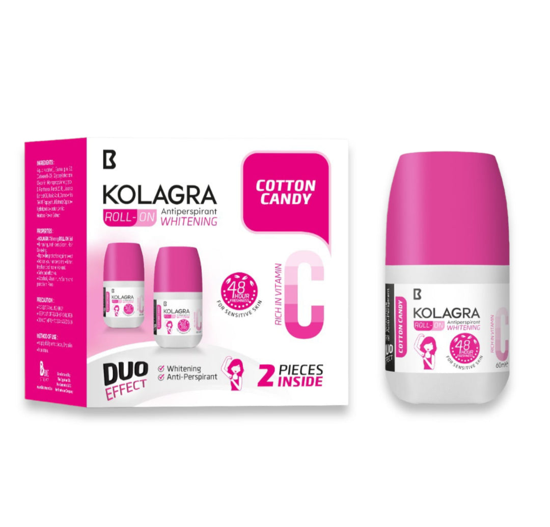 Kolagra whitening Roll on 2*1 promo pack 1+1 Cotton Candy 60ML