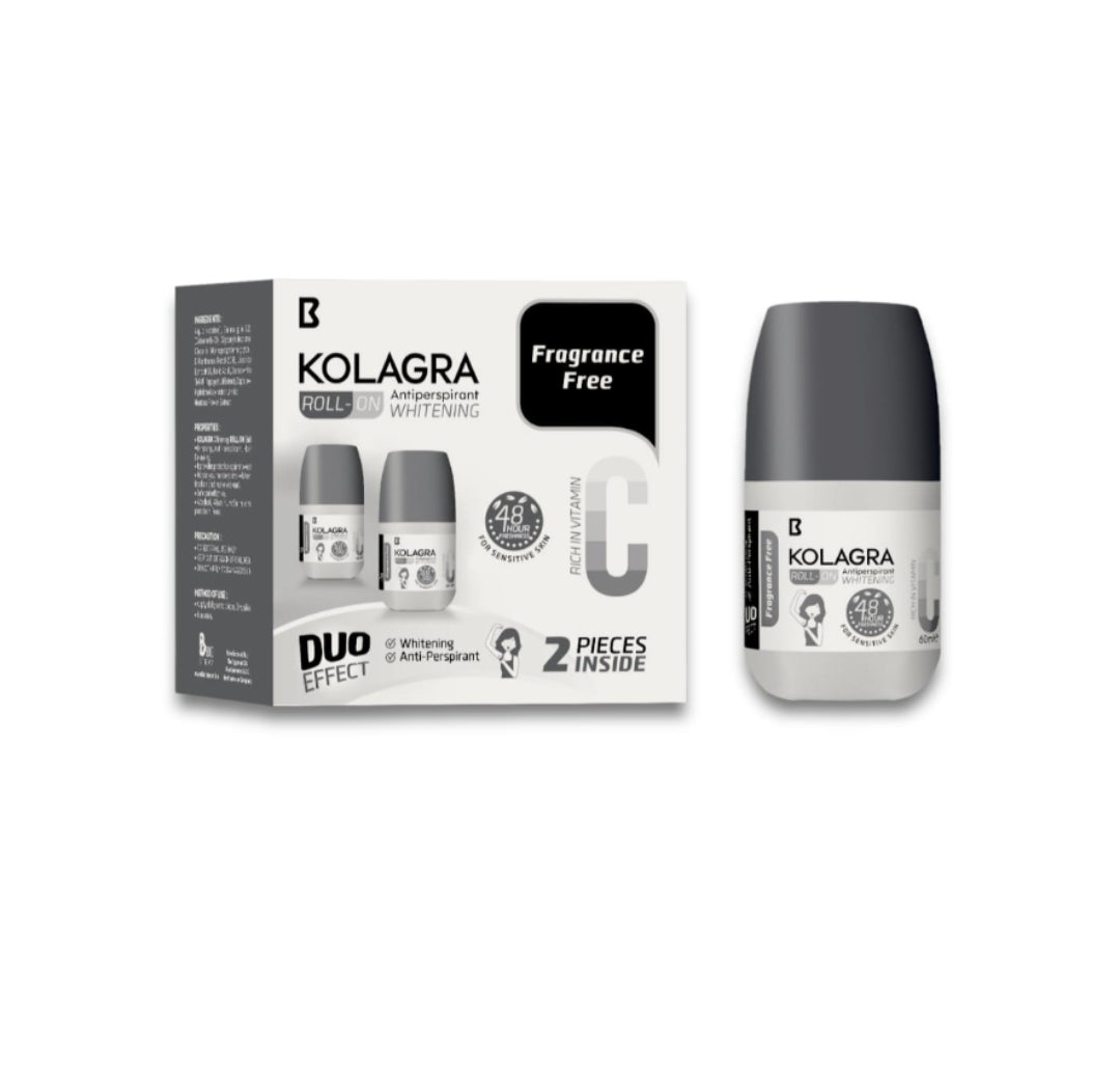 Kolagra whitening Roll on 2*1 promo pack 1+1 Fragrance Free 60ML