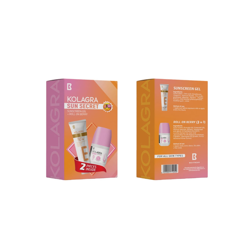 Kolagra Sun secret promo pack ( Roll-on Berry 3*1 + Sunscreen gel cream)